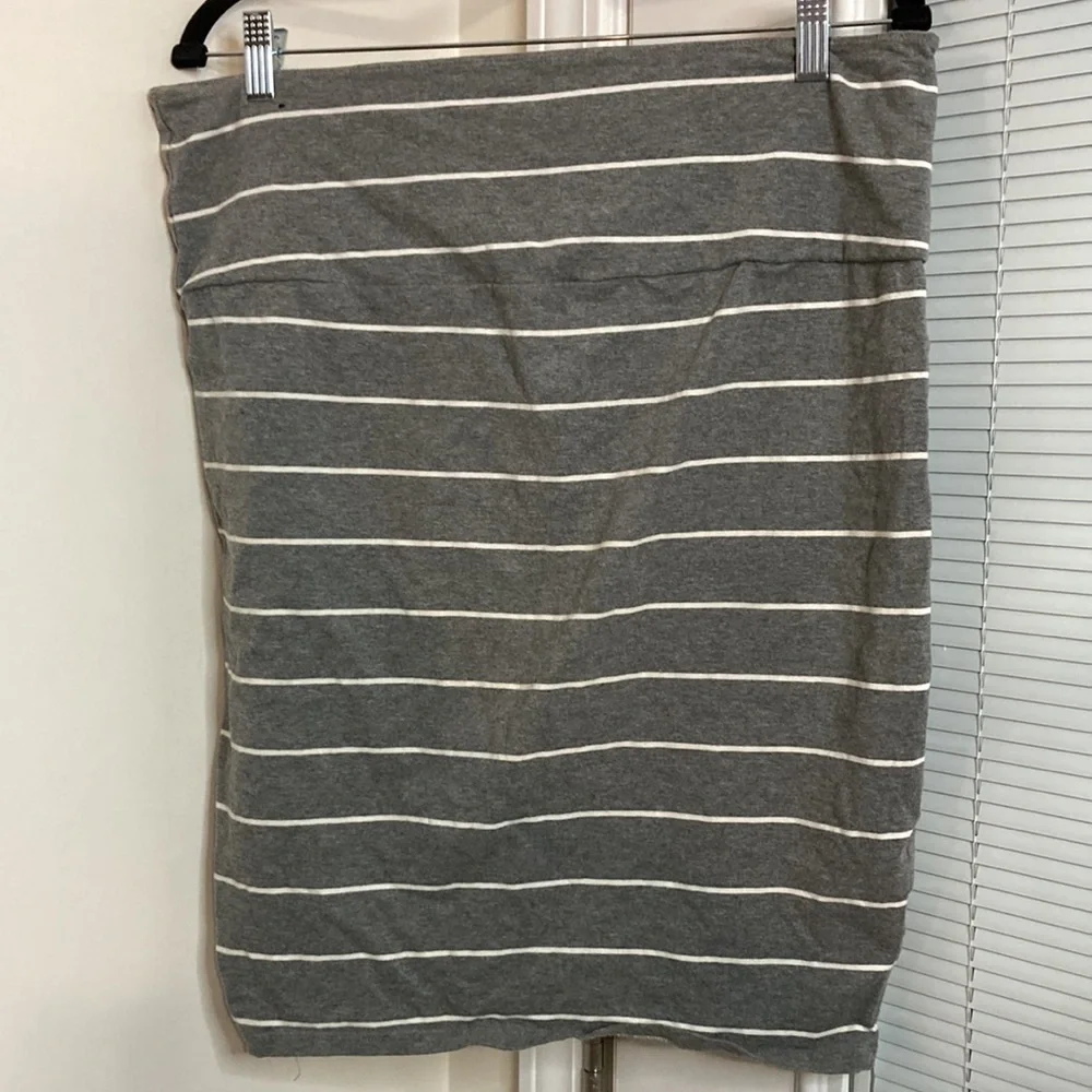 Gray and white striped skirt